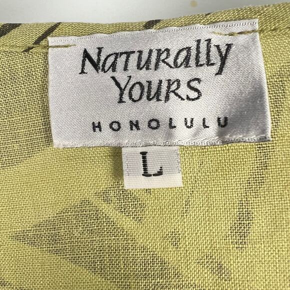 NATURALLY YOURS Honolulu Women’s Linen Palm Print Button Front Blouse Lg - Picture 5 of 7